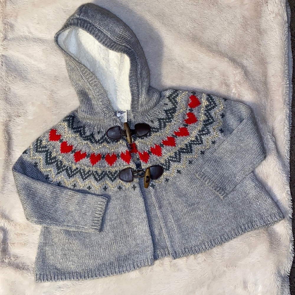 🦄OshKosh Sweater Poncho w/Fleece Lined Hood